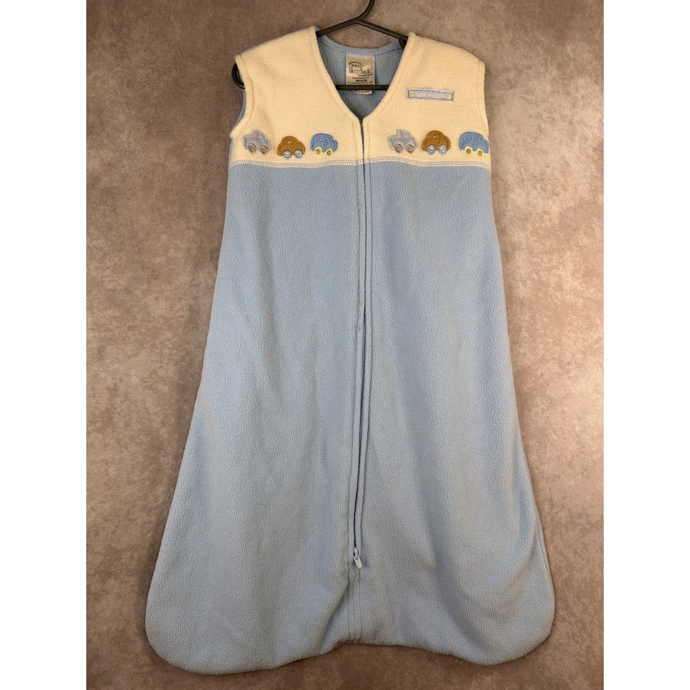 Halo SleepSack Wearable Blanket Unisex Medium Blue Cream Fleece Car Embroidered